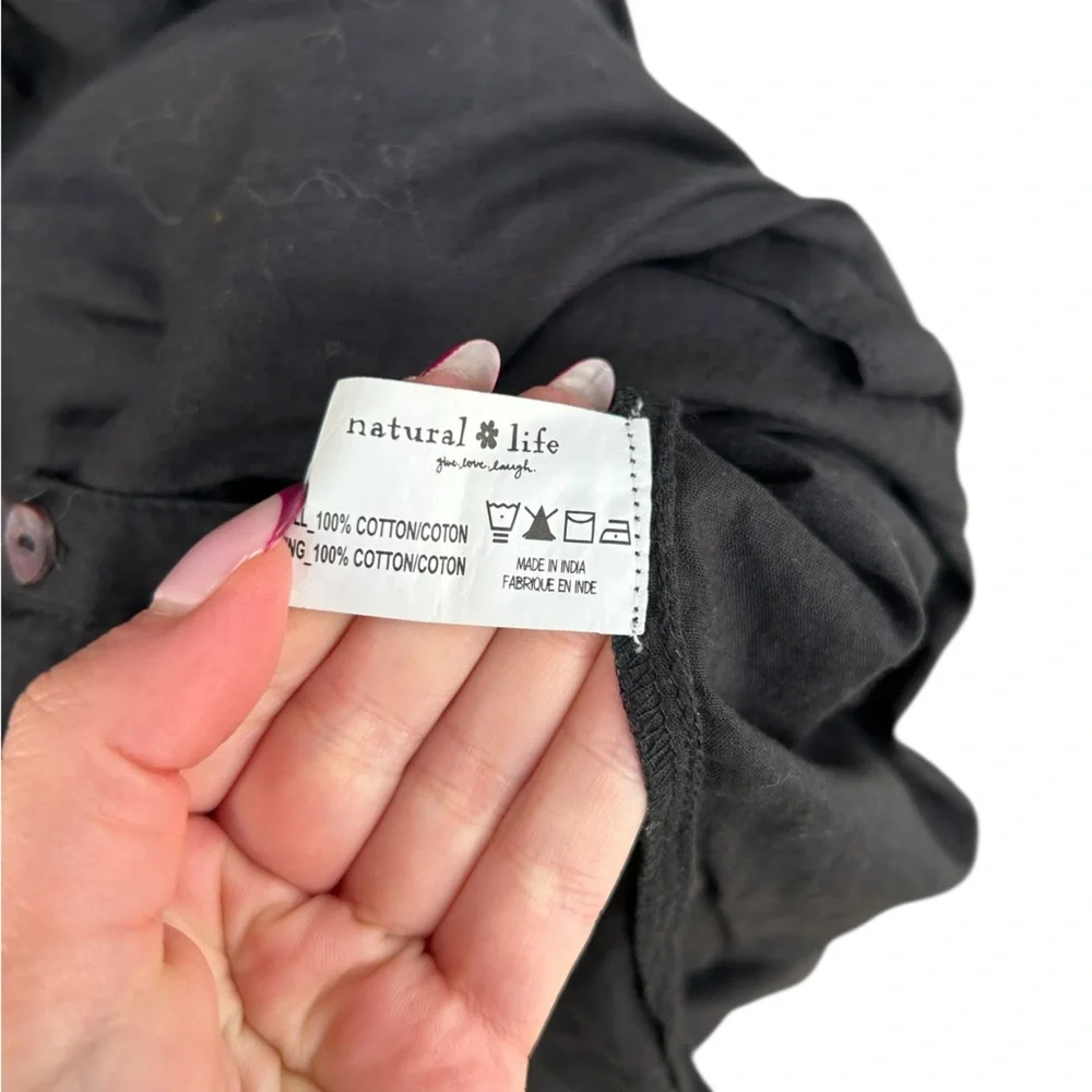 Natural Life 100% Organic Cotton Long Sleeve Dress - Size Medium - Black - Picture 12 of 14